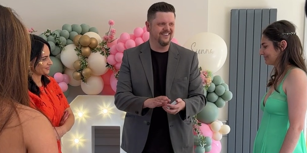 Mark Roberts performing magic in Chester